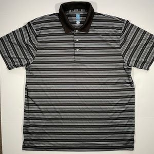 PGA Tour Golf Men’s Airflux Gray & Black Striped Polo Short Sleeve Shirt - XXL